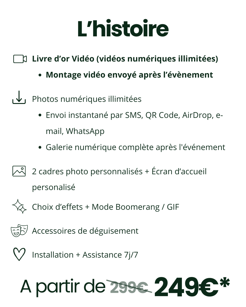 Formule L'Histoire – Livre d'Or Vidéo Grain Photobooth